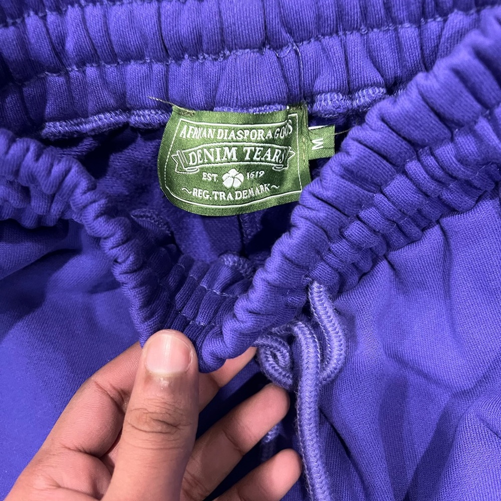 Men's Purple Denim Tears Joggers with White Pattern - Picture 2 of 2